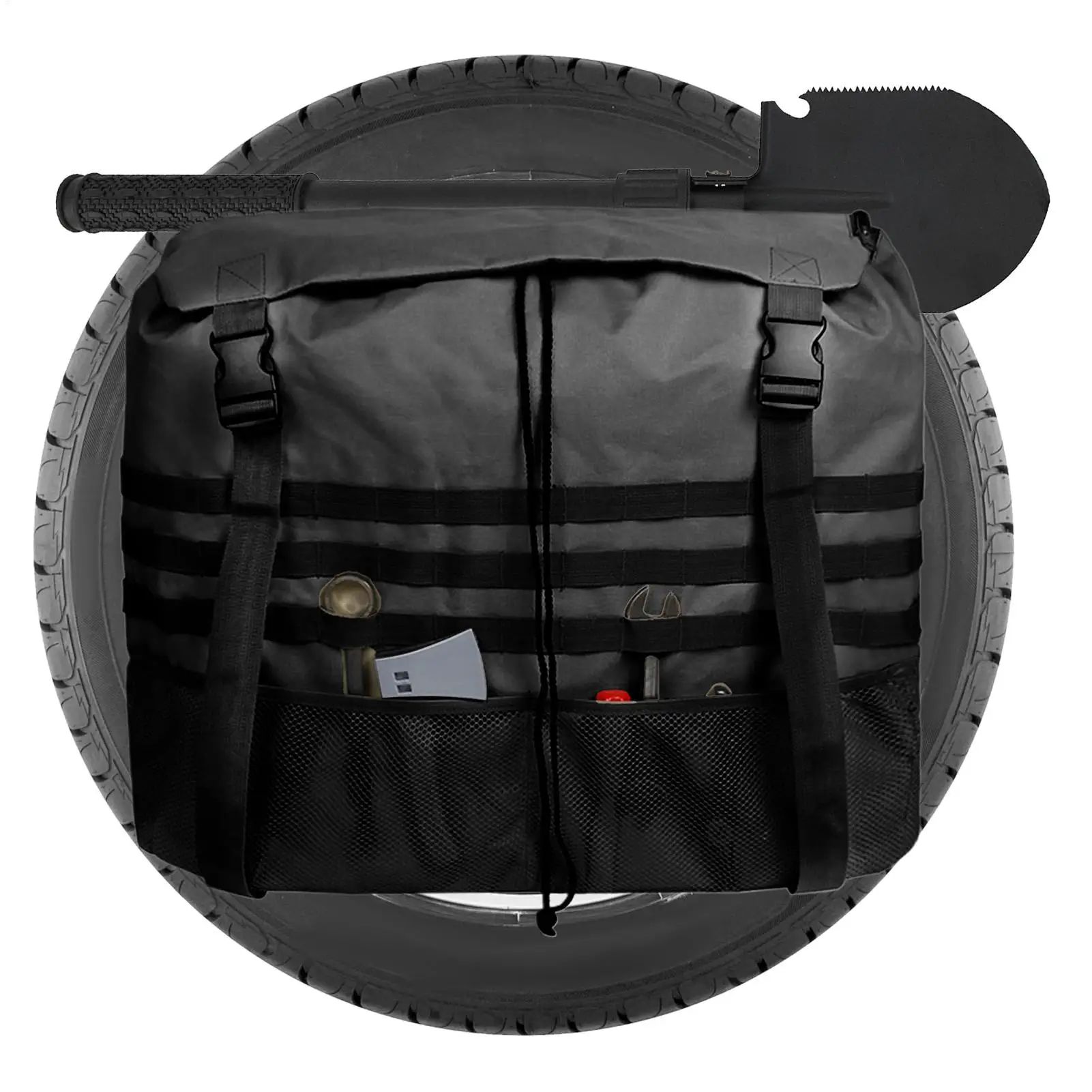 

Car Spare Tire Trash Bag Oxford Cloth Cargo Storage Pouch Large Capacity Adjustable Spare Tire Trash Bag For Vehicle SUV RV