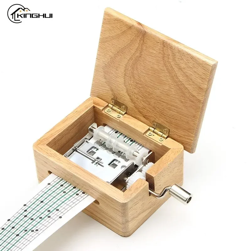 15 Tone Hand-cranked Music Box with Paper Tape Puncher Wooden Box Music Paper Composing Movement Creative DIY Composing Music