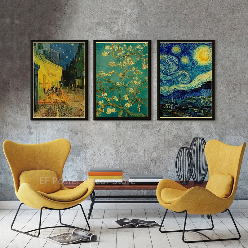 Famous Oil Painting Collection Poster Van Gogh Works Kraft Paper Print Vintage Home Room Art Wall Decor The Swing Retro Painting