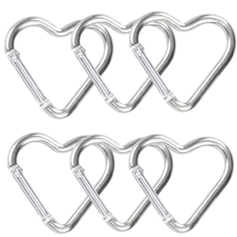 6 stuks duurzame hartvormige karabijnhaak sleutelhangerclip voor OutdoorAdventures - perfect voor kamperen, wandelen en reizen
