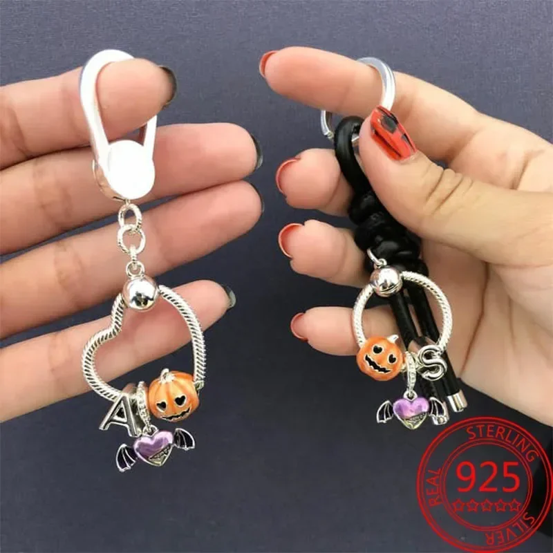 Baru 925 Sterling Silver ungu Murano Bead Pansy bunga menjuntai pesona cocok Asli Pandora kalung perhiasan hadiah Hari Ibu