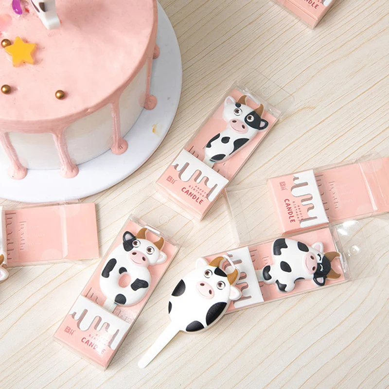 1Pc Number 0-9 Kid Birthday Candle Wedding Dessert Cupcake Cake Party Supplies Zodiac Cow Cake Topper Animal Baking Decor