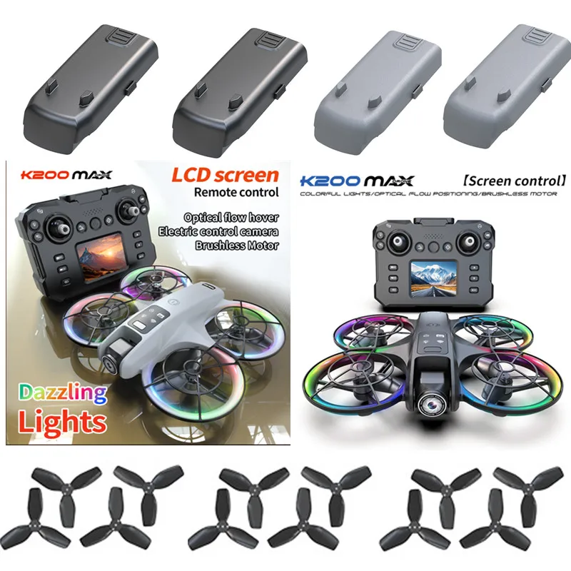 

3.7V 1200MAH Battery For K200 MAX Drone Battery Propeller K200 Brushless Drone Screen Drone Battery Blades K200MAX Dron Battery