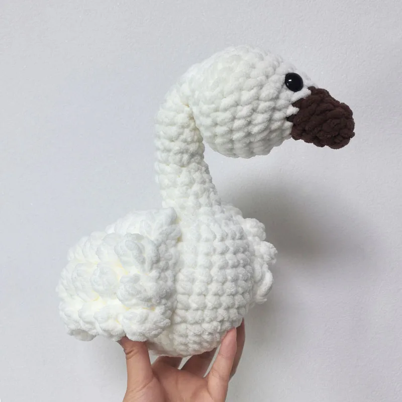 Customized name Handmade Crochet Animal Baby Teether Toy Wooden Newborn Swan Stuffed Doll Cotton Towel Pacifier Chain Baby Gift