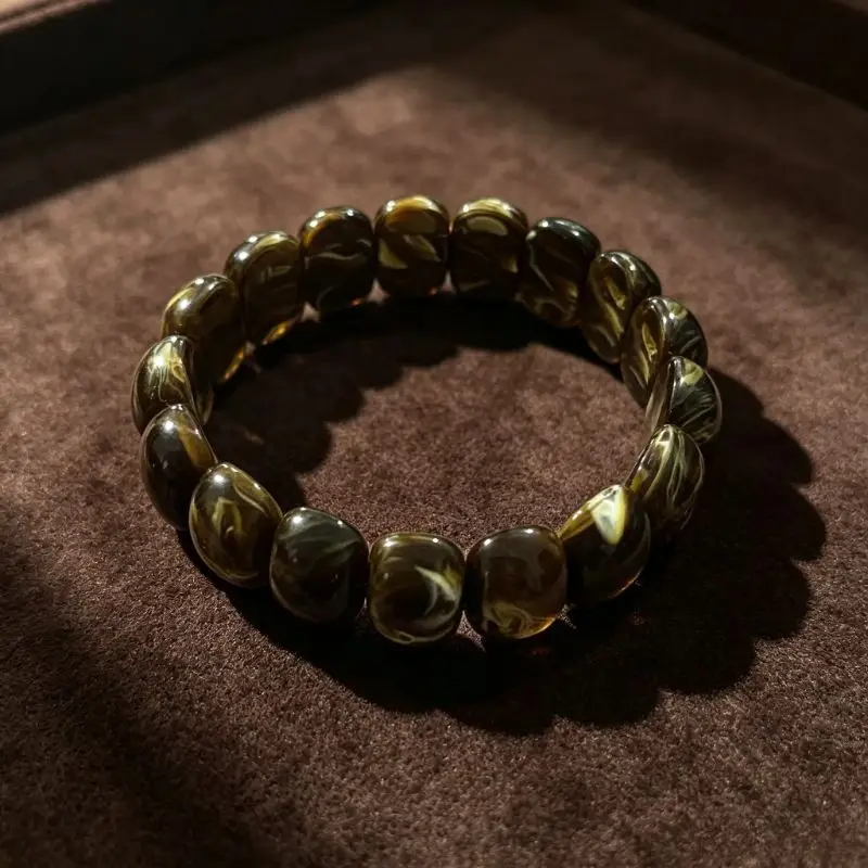 Retro Ethnic Style Second-generation Amber Beeswax Hand Row, Personalized Handicraft Jewelry