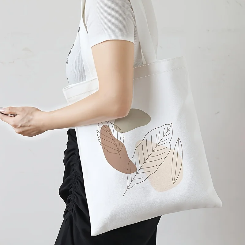 

Повседневная большая сумка с принтом листьев, многоразовая модная многофункциональная сумка для хранения, сумка для покупок