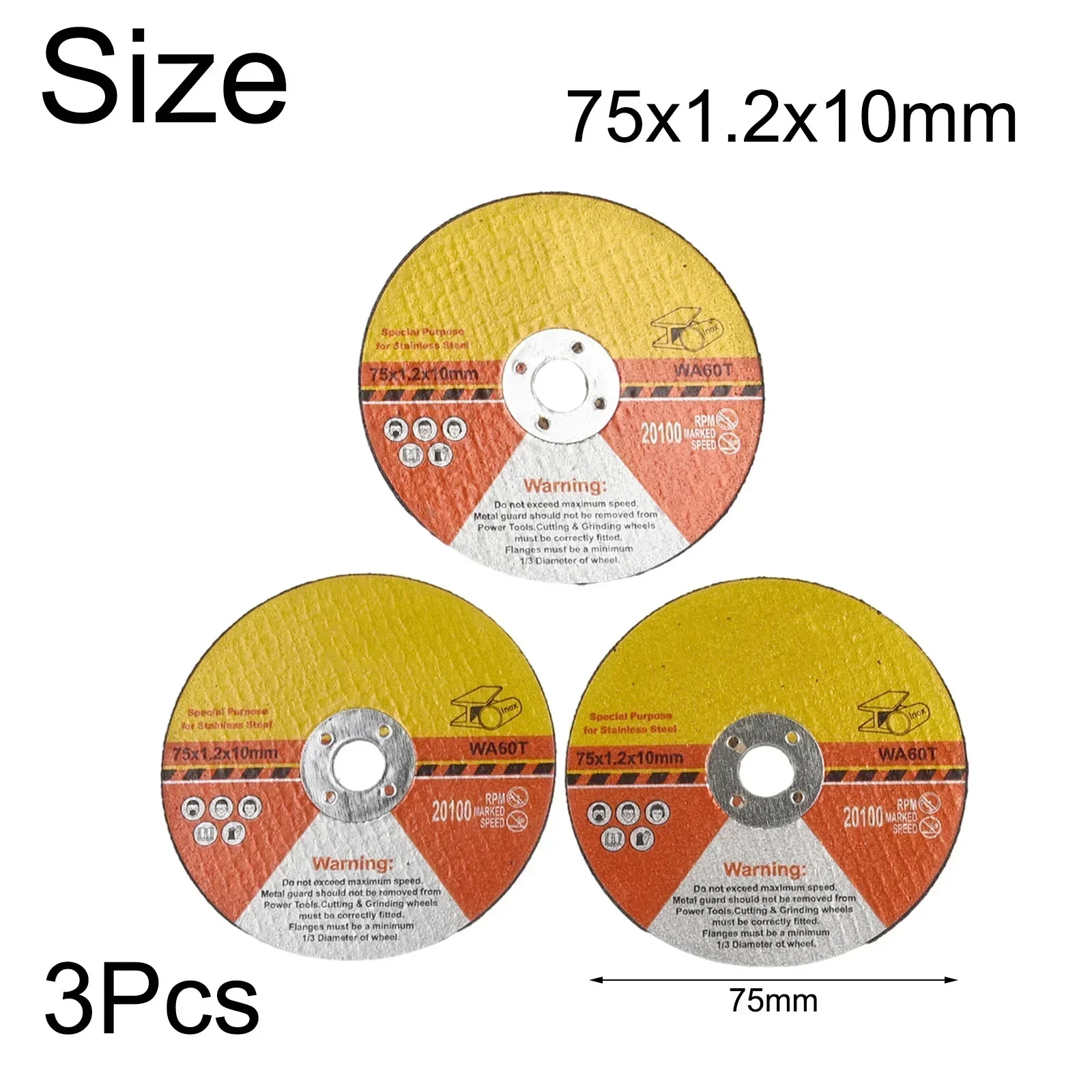 3pcs 75mm Cutting Disc Circular Fiber Reinforced Resin Saw Blade Grinding Wheel With 10mm Bore Diameter For Angle Grinder