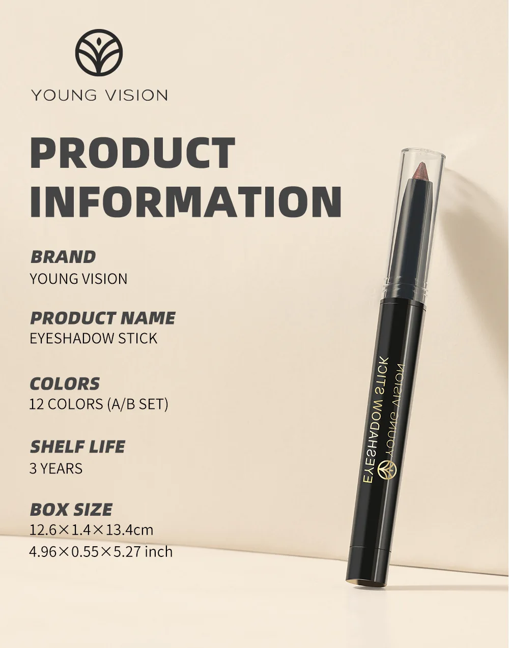 YOUNG VISION-Palo de sombra de ojos impermeable, crema brillante de perlas de larga duración, fórmula fácil de colorear, fina y suave, 6 piezas por juego