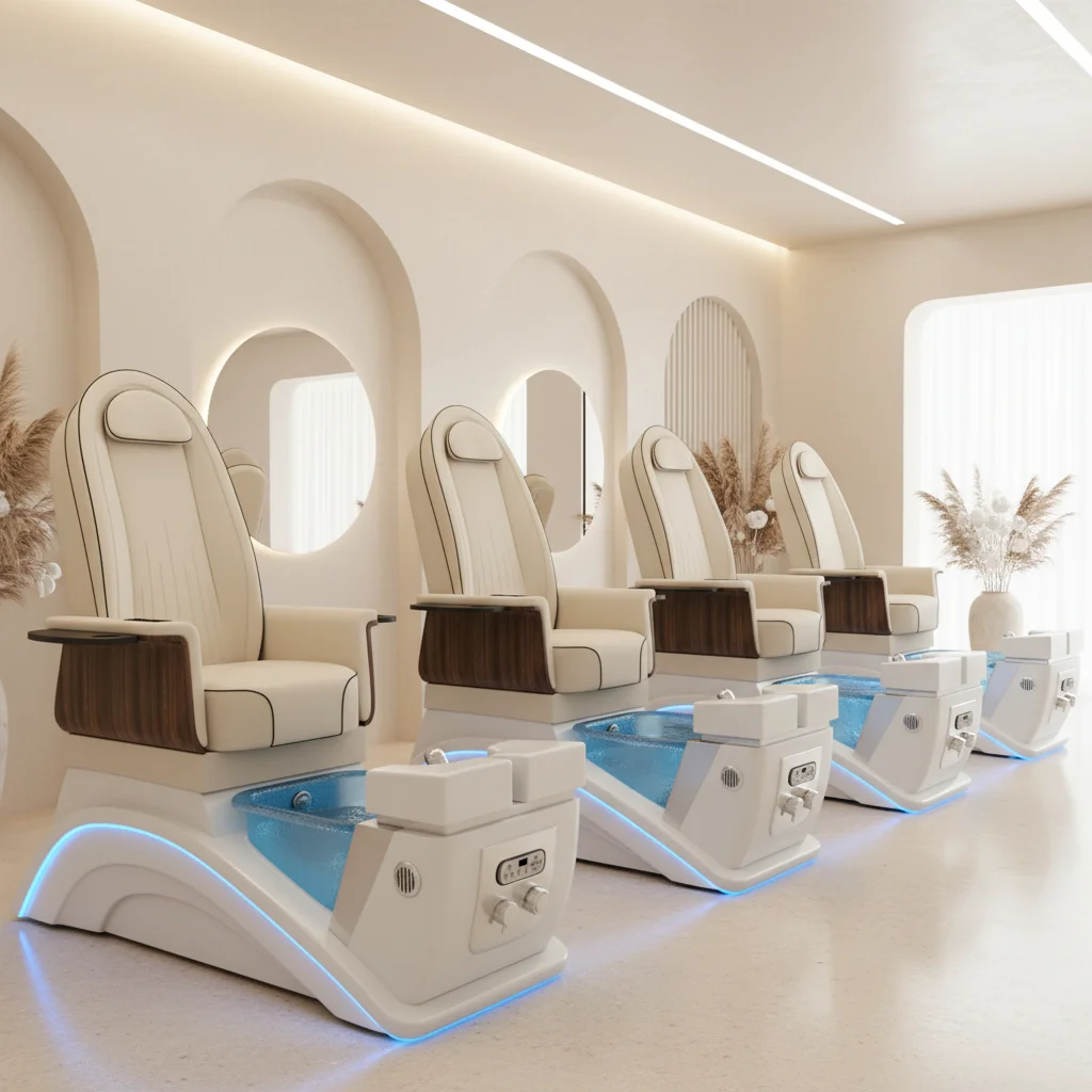 Premium Pedicure Spa Chair Foot Spa Massage Chair Pipeless Pedicure Chair Reclining Pipeless Jet System for Day Spa Nail Salon