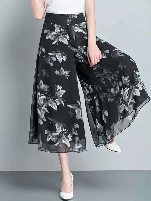 High Waist Wide Leg Pants Women's Loose Fit Casual Trousers Skirt Pants Draping Print Casual Summer Fashion Ladies' Clothing