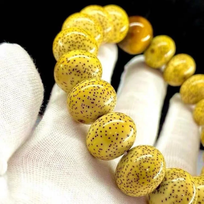 Chicken Oil Yellow Abacus , Hainan Moon Bodhi Seed Single-Loop Unisex Buddhist Bead Bracelet