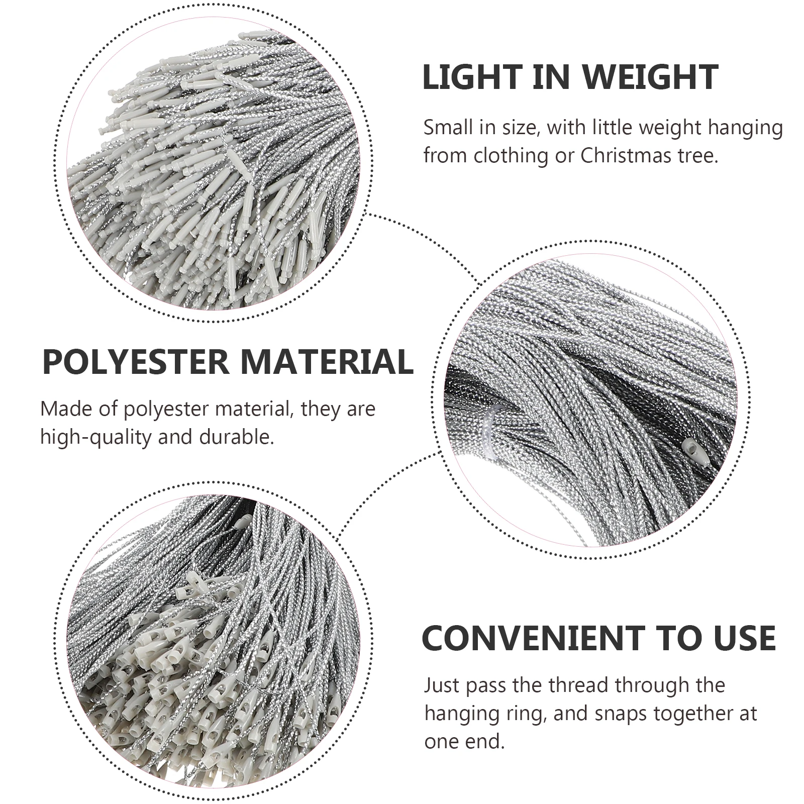 

Christmas Snap Locking Ropes Price Tags Fasteners Precut Hanging Ropes Easy to Fix for Tree Ornaments and DIY Crafting