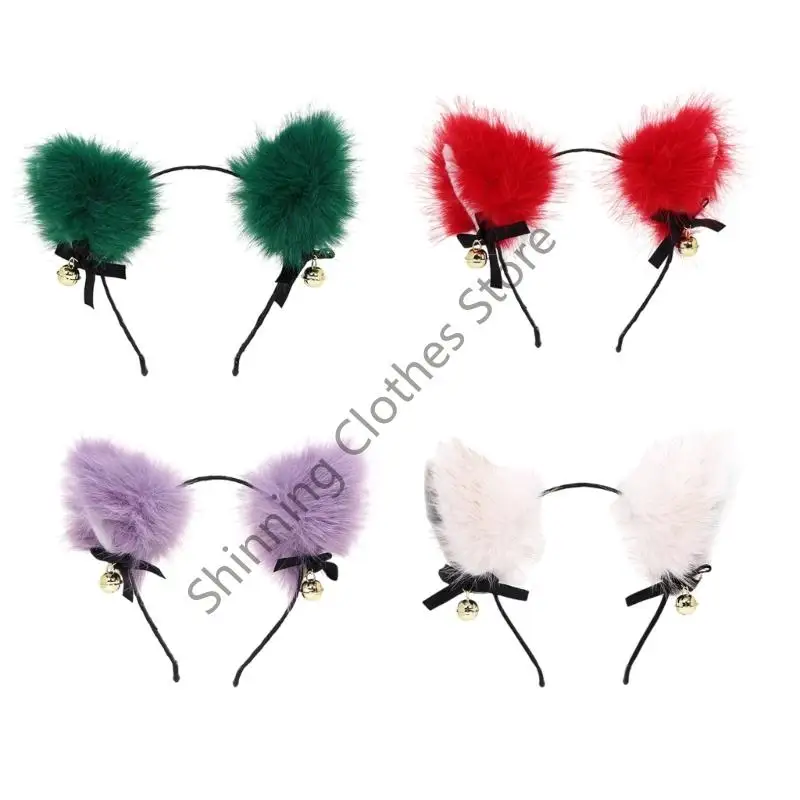 M68A Praktische Pluche Kattenoren Haarband Comfortabel Dagelijks Accessoire Voor Anime Liefhebbers Rollenspel Kostuum Haarstukje