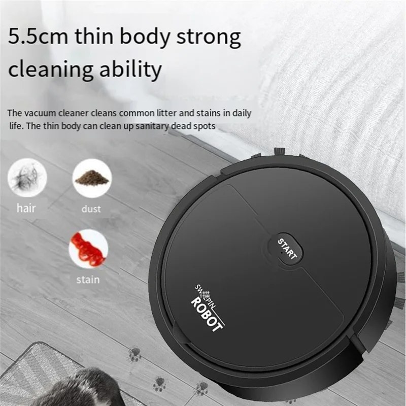 USB Smart Multi-Function Sweeping Robot Vacuum Sweeping Mopping 3-In-1 Vacuum Cleaner,Black