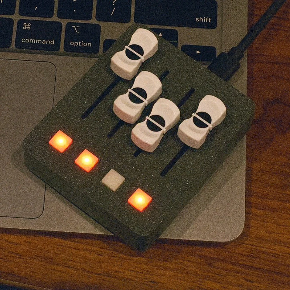 EM-PO2 MIDI Controller – 4 Faders & 4 Buttons DAW Control for Music Production & Streaming