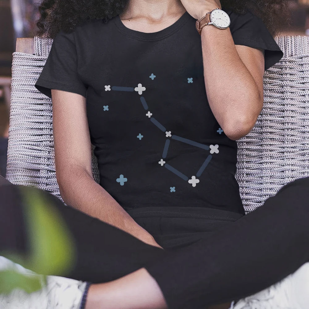 

Hand-drawn lines of the Big Dipper Y2K Women‘s Clothes Cotton Casual T-Shirt Crew Neck Graphic Tees Street Wear Cute Colorful