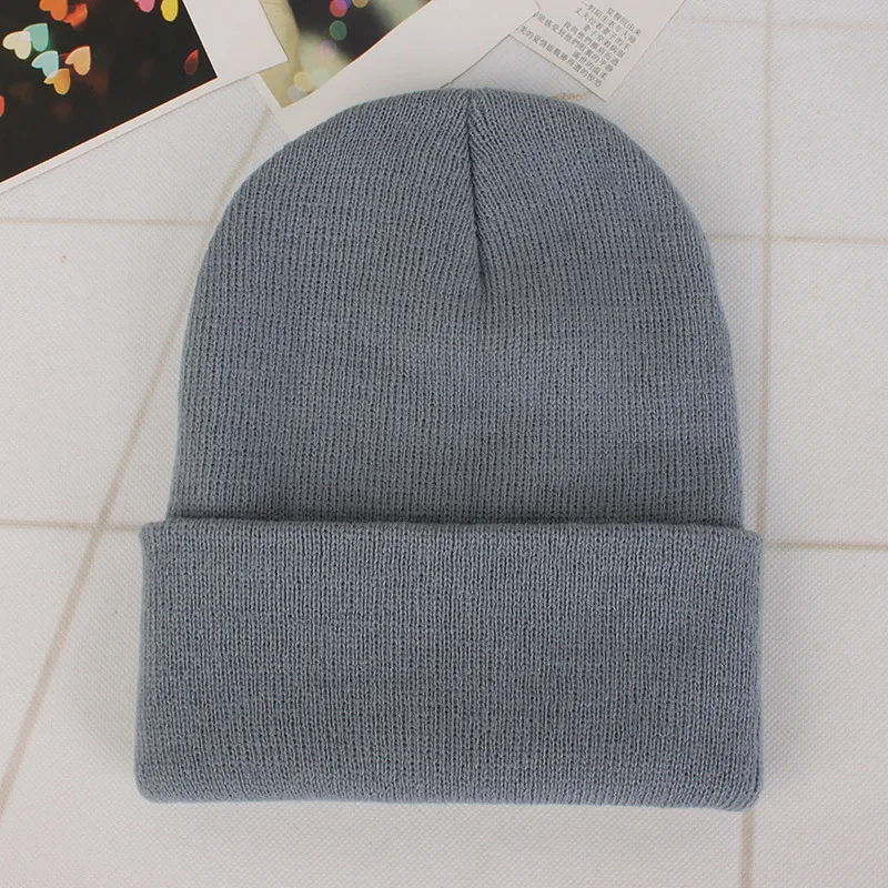 Nuevo gorro tejido de invierno para niños, niñas, mujeres, hombres, Unisex, cálido, al aire libre, otoño, gorros de ganchillo para niños, gorro de bebé de Color sólido