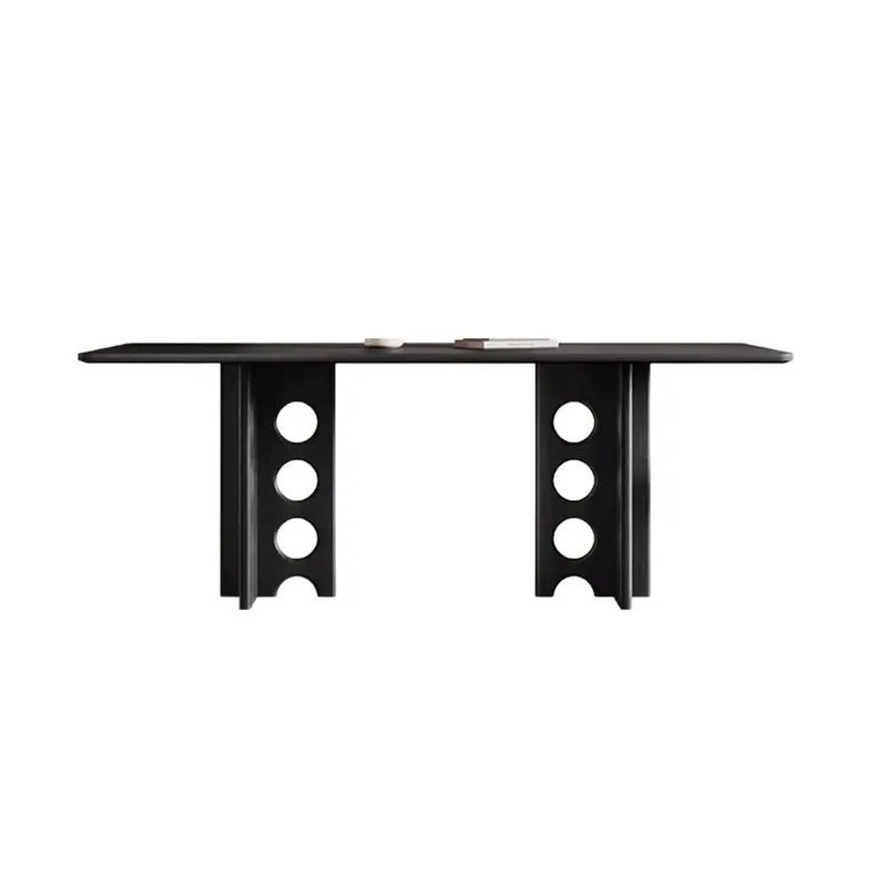 

New rectangular solid wood dining table household small apartment modern simple antique designer black rock slab dining table