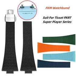 CTS Fluoro Rubber Strap for Tissot PRX Series Butterfly Buckle Quick Releasement FKM Replace Watch Band for Men Women 11/12mm