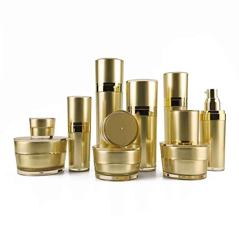 

5/10/15/20/30/50g Empty Refillable Gold Cone Acrylic Cream Jar 15/30/50/80/120ml Lotion Pump Spray Bottles for Skin Care Items