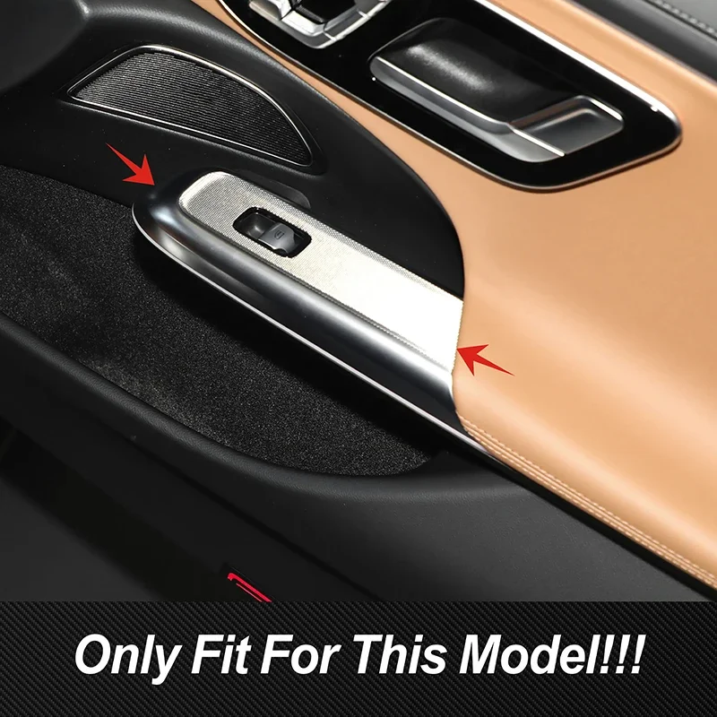 Door Armrest Window Glass Lift Button Panel Cover Carbon Fiber Pattern Trim For Mercedes Benz E Class W214 2024 Car Accessories