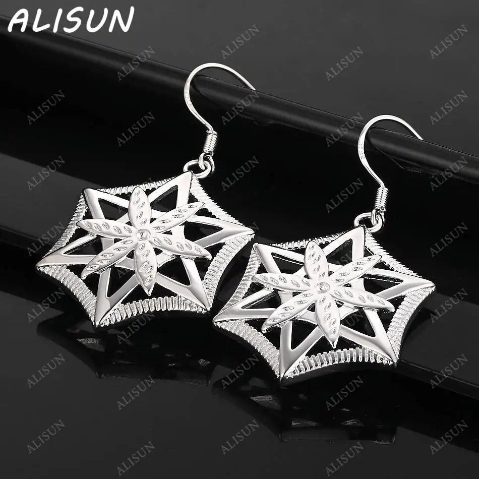 

ALISUN 925 Sterling Silver Hexagon Earrings Stud Earrings For Women Charm Trend Birthday Gifts Fashion Party Fine Jewelry