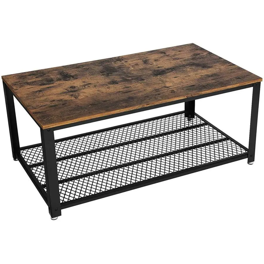Wooden Coffee Table Retro Industrial Style Side Desk Living Room Shelf