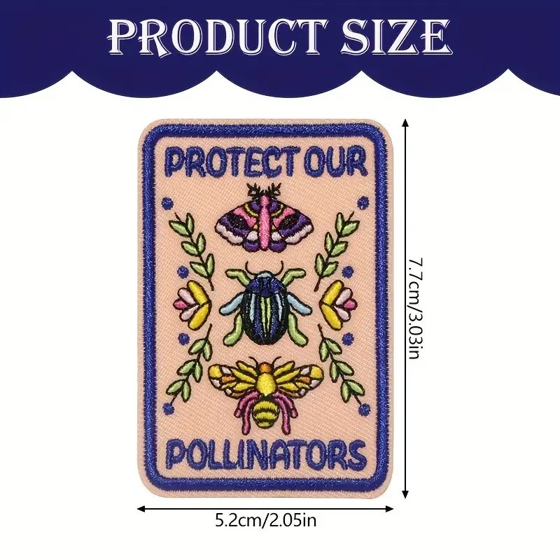 1PC Protect Our Pollinators Embroidered Patch Insect Nature Badge Gift Iron On Patches For Clothes Cap Bag Jacket Trucker Hat