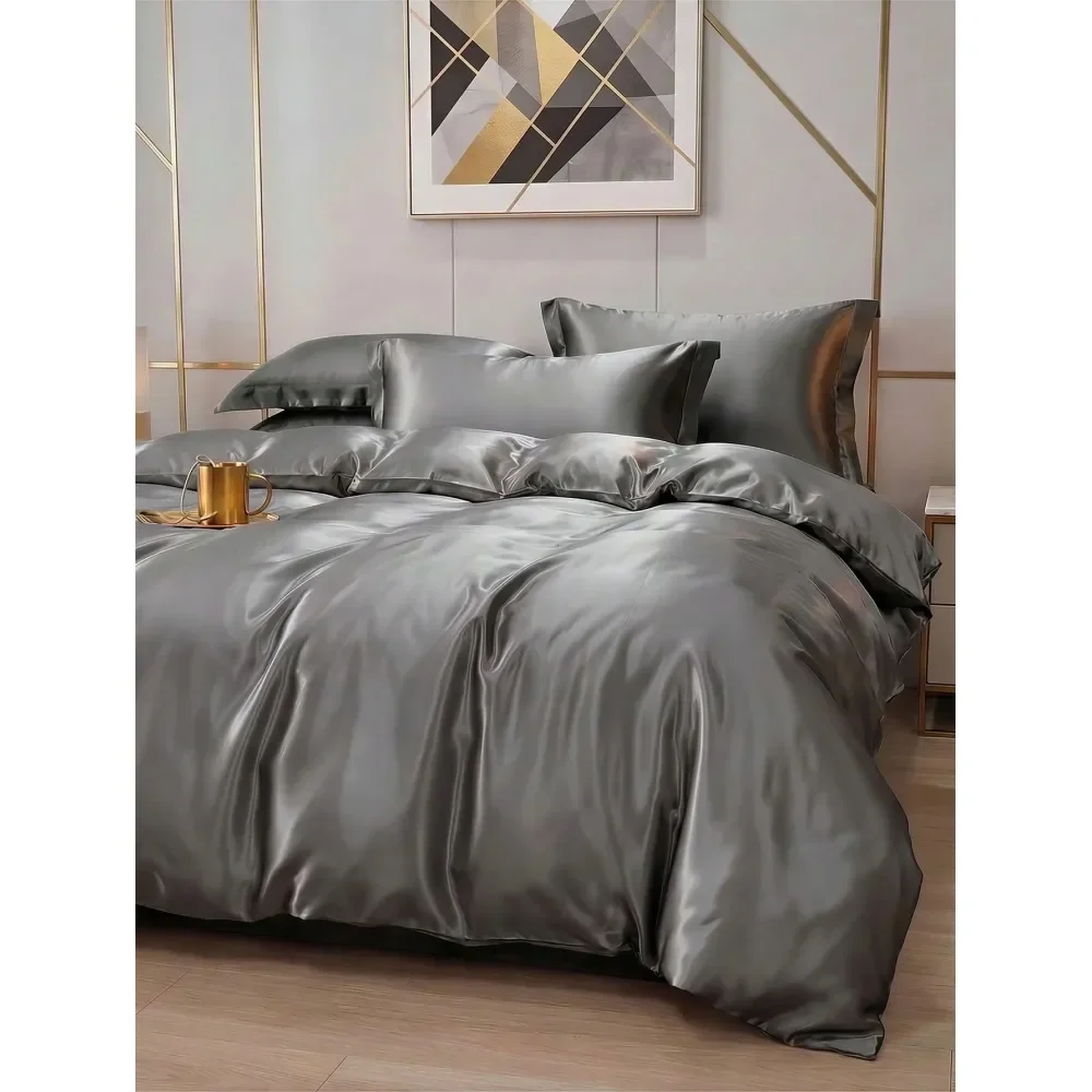 

3 Pcs Satin Duvet Cover Set, Bedding Set, WrinkleResistant Duvet Cover Set, Soft SkinFriendly, Lightweight And Silky Smooth, Im