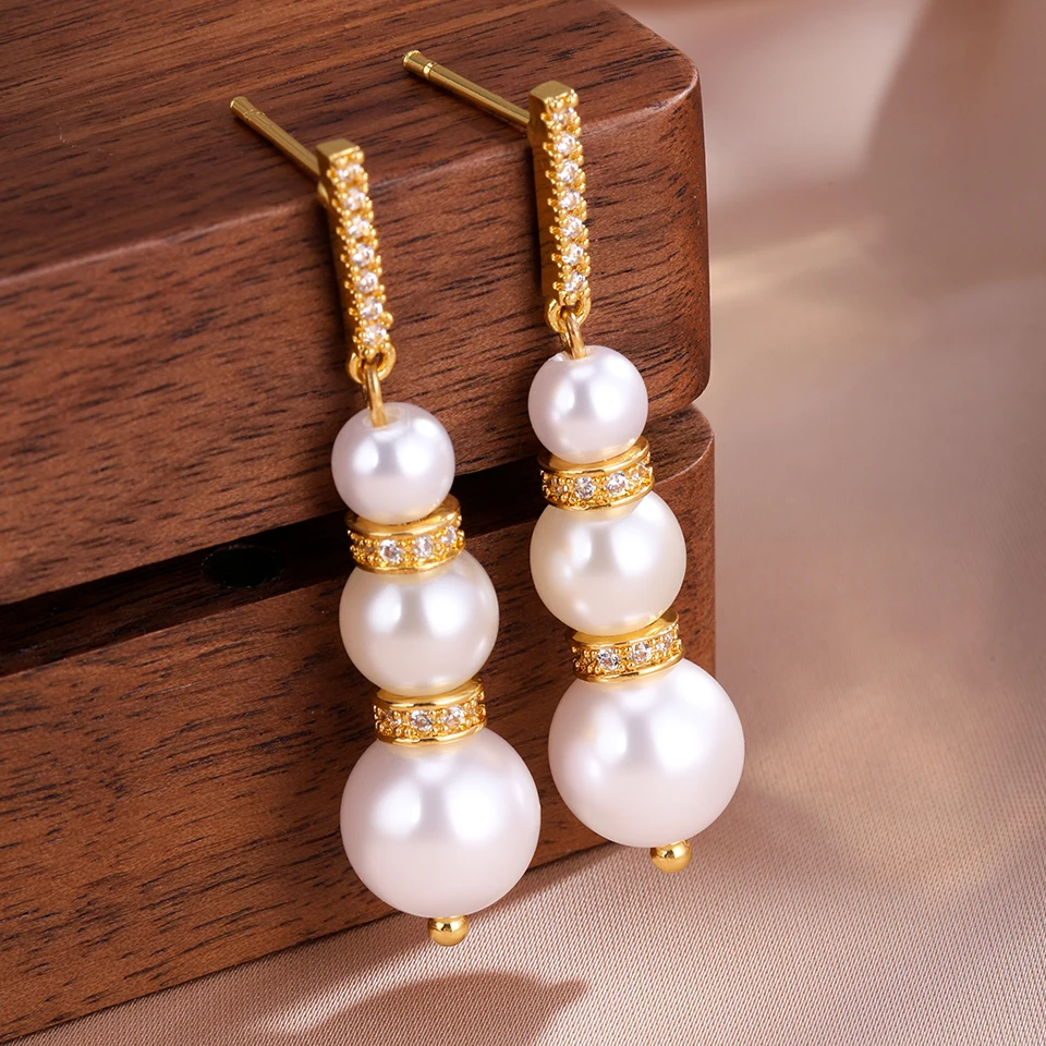 Rakol Zirkon-Ohrringe mit Imitationsperlen für Damen, eleganter Schmuck für Hochzeit, Verlobung, Party
