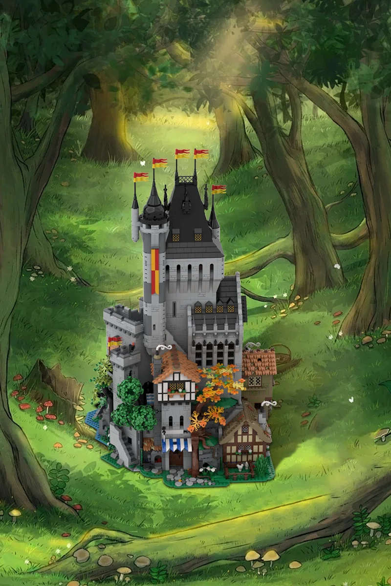 MOC Mittelalterlichen Die Lion Knights' High Tower Bausteine Modell Mittelalterliche Burg Architektur Ziegel DIY Montage Spielzeug Kinder Geschenke