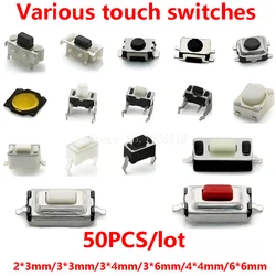 50PCS/lot  3*6*2.5MM 4*4*0.8mm 3X6X3.5mm 4.8*4.8*0.55mm Micro Tactile Tact Keys Buttons SMD Push Side Button Switches