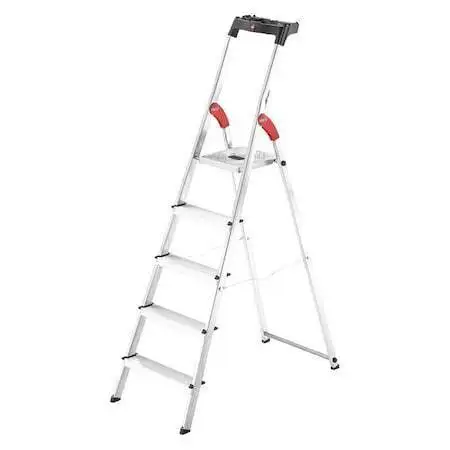 US-Hailo 8160-507 5 Ft 1 In Aluminum Platform Stepladder, 330 Lb Capacity