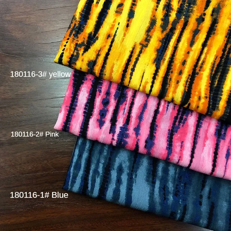 Micro Elastic Printed Rayon Fabric By The Meter for Dresses Pajamas Shirt Skirt Bedding Diy Sewing Cloth Soft Tie-dye Breathable