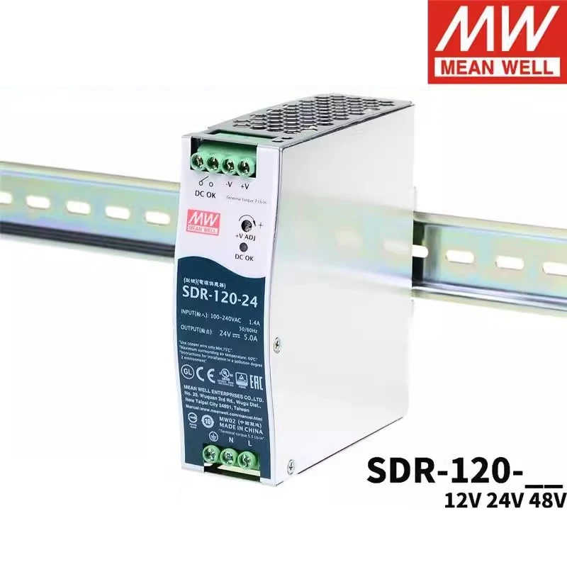 Imagem -05 - Mean Well Sdr120 Series 120w Saída Única Industrial Din Rail Fonte de Alimentação com Função Pfc Sdr-120-12 Sdr-12024 Sdr-12048