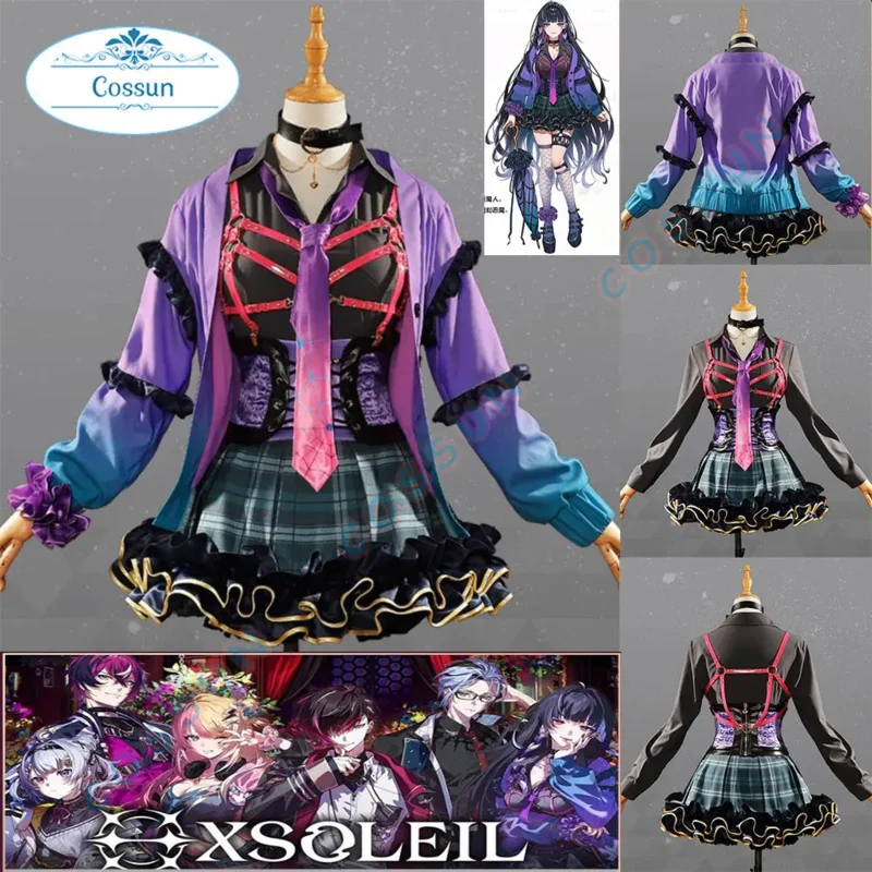 Vtuber XSOLEIL Meloco Kyoran Cosplay Costume Halloween Game Suit Women Outfit Dress Anime Role Play Clothing JS8886