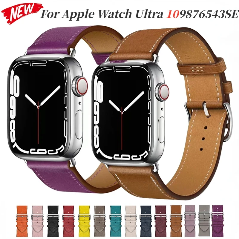 

Premium Leather Strap For Apple Watch Band 49mm 46mm 45mm 41mm 44mm 42mm 40mm Belt Wristband For iWatch Ultra 10 9 8 7 6 5 4 SE