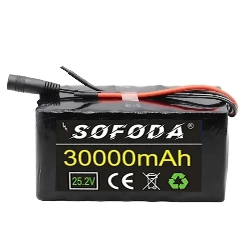 24V Battery 6S4P Battery Pack 30Ah Rechargeable Lithium Battery for Ebike Electric Bicycle With Capacity Indicator&BMS+Charger