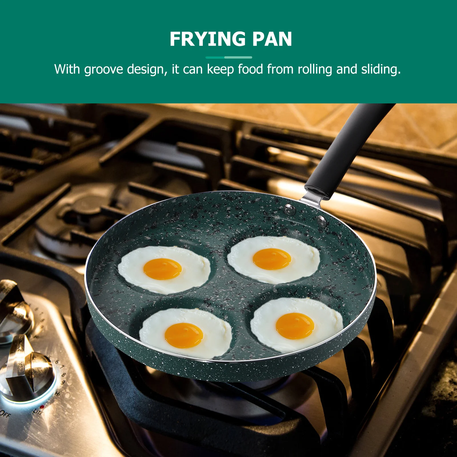 

Non-Stick 24cm Frying Pan Long Handle Multipurpose Green Heat Evenly Wear-Resistant Bottom Easy Clean Cooking Tool