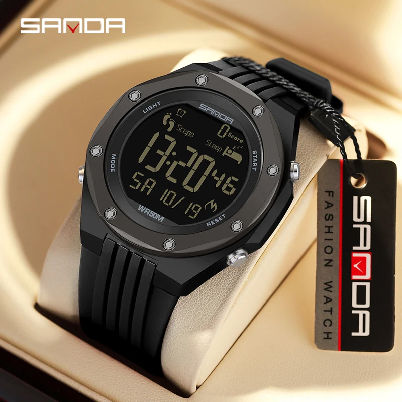 Top  SAMDA New 2023 Step Calorimeter Single Display Electronic Watch Simple Nightlight 50M Waterproof Sports Digital Watches 611