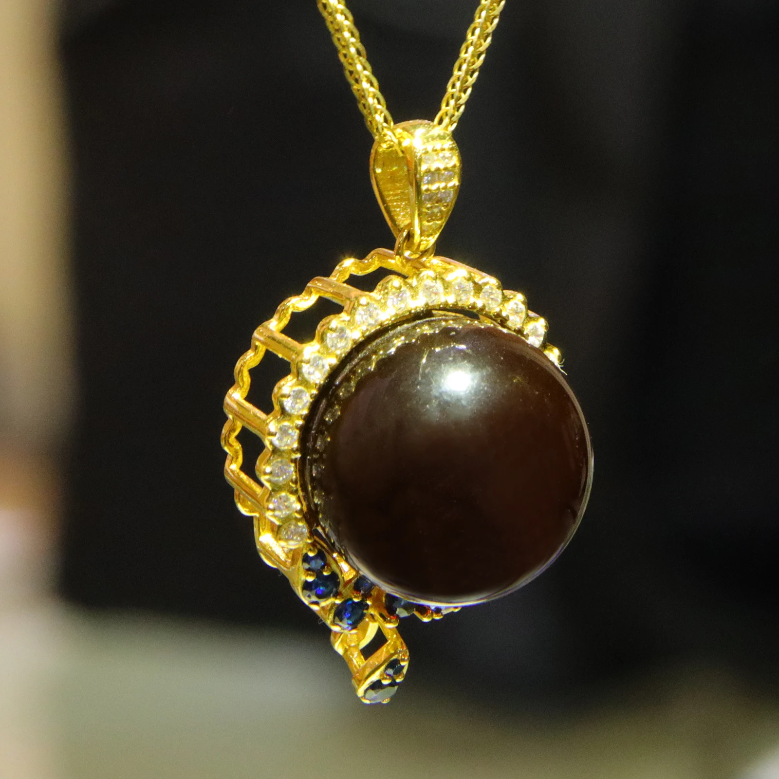 Natural Violet Amber Pendant Sterling Silver Setting 17mm Round Bead Lilac Amber Jewelry Gift for Women