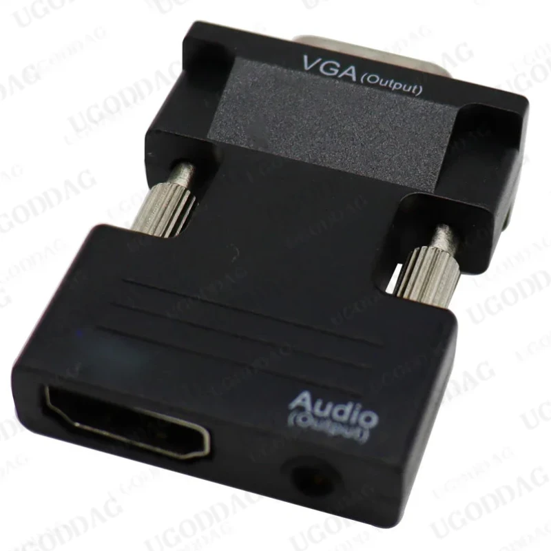 1080P HDMI-compatible to VGA Male Converter with 3.5mm AUX Audio Cable Adapter Video Output for PC Laptop TV Box Projector