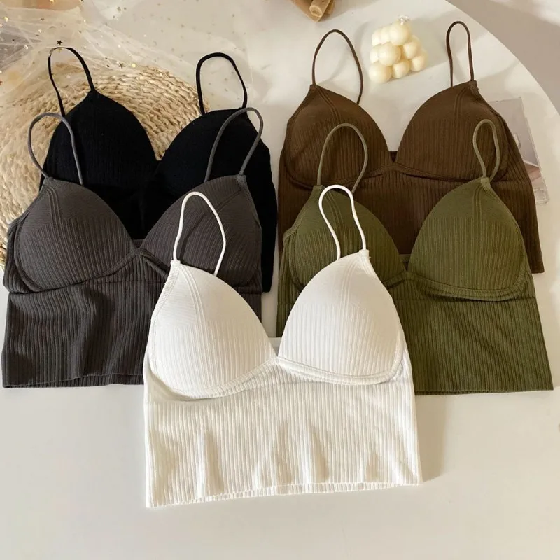 Women Bras Beautiful Back Wrap Chest Strap Small Cup Fixed Cup Summer Anti Glare Outer Wear Bra Comfort Female Underwear