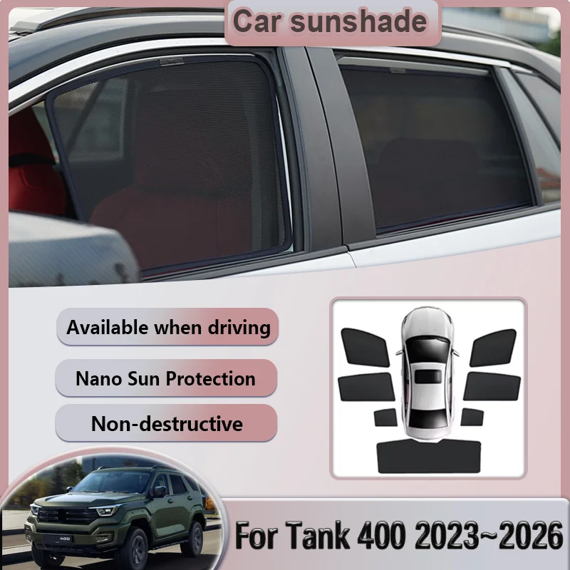 

Car Mesh Sunshade For GWM Tank 400 2023 2024 2025 2026 Sunscreen Magnetic Window Sun Shade Visor Curtain Cover Auto Accessories