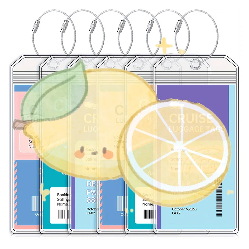 1/5 قطعة من علامات الأمتعة الشفافة، معرف تسجيل رحلة الرحلات البحرية، حافظة بطاقة واقية مقاومة للماء للسفر