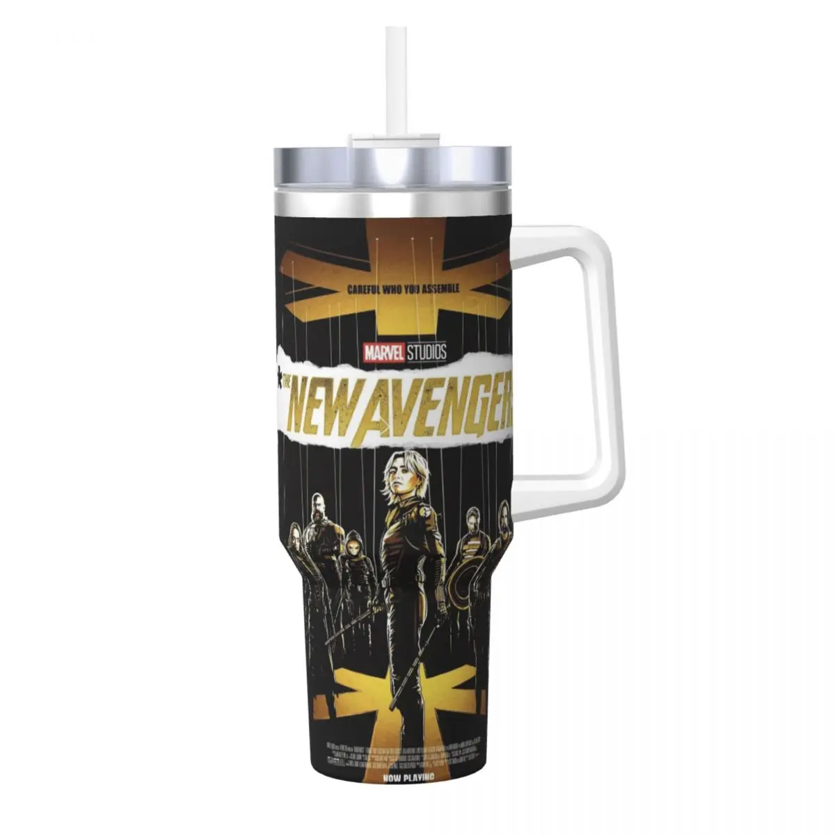 

Stainless Steel Tumbler Thunderbolts The New Avengers Thermal Cups Portable Hot Drinks Mugs Cup Camping Design Water Bottle