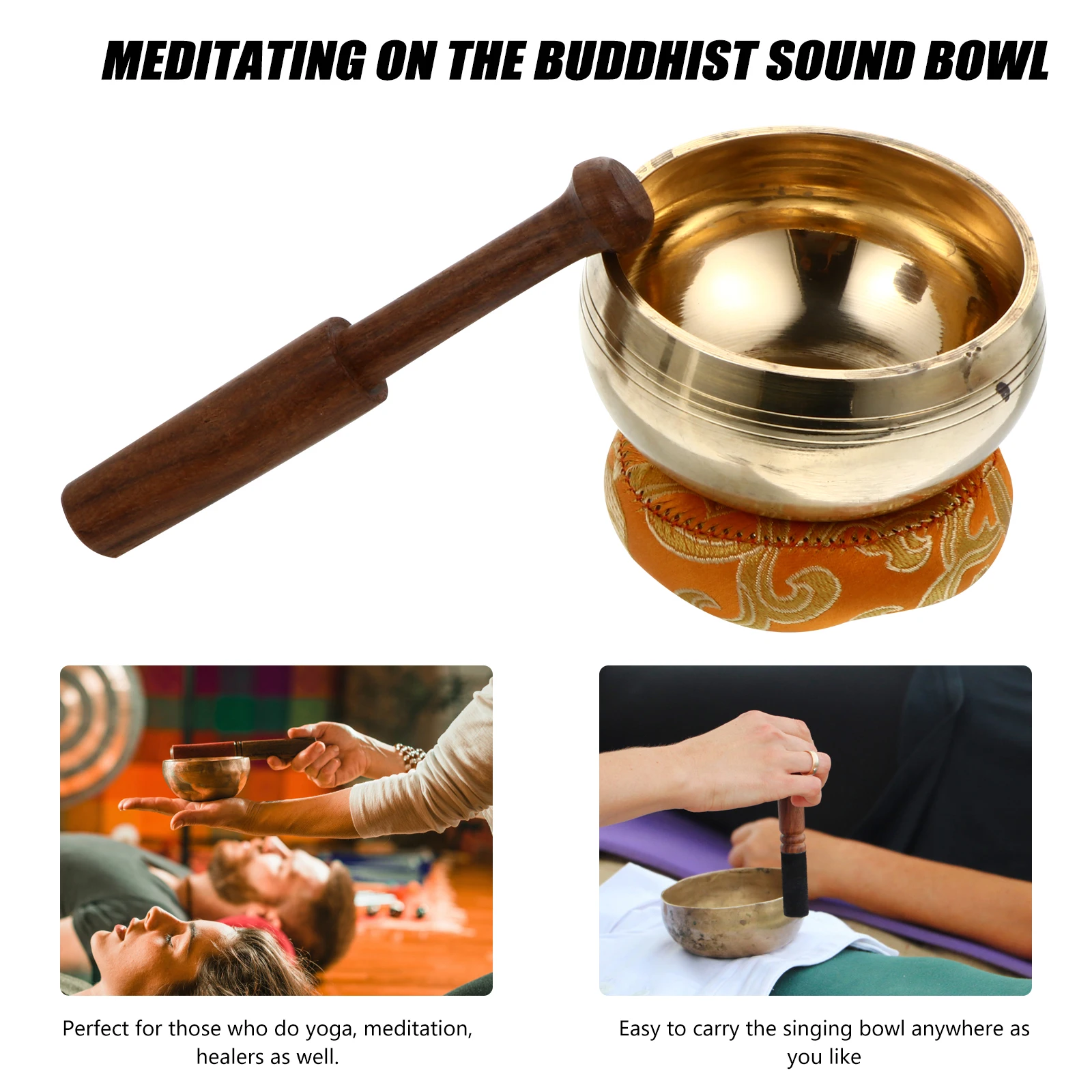 

1 set Copper Handmade Meditation Buddha Sound Portable Yoga Music Set Meditation Music Bowl Healing Tone Yoga Bowl Lightweight