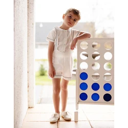 Ali Co SS26 Classic Style Blue String Shirt Shorts Overalls Brother Sister Matching Clothes