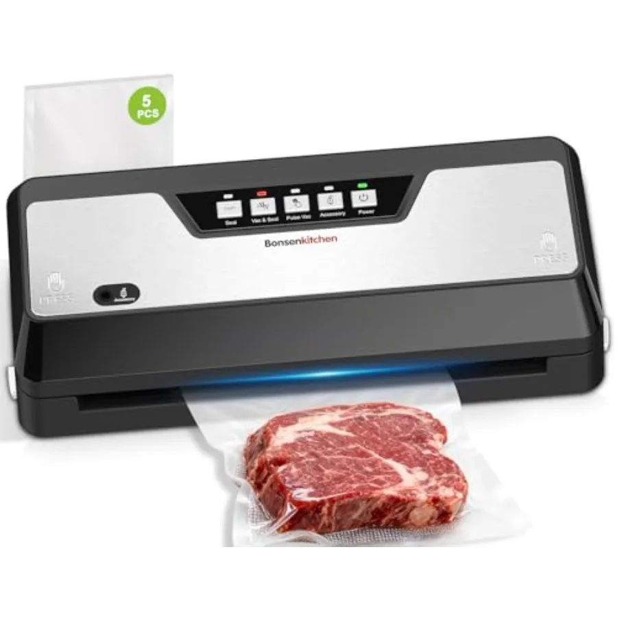 

Vacuum Sealer Machine Built-in Cutter Multifunctional Food Sealer for Sous Vide and Meal Prep 5 Pre-Cut Bags