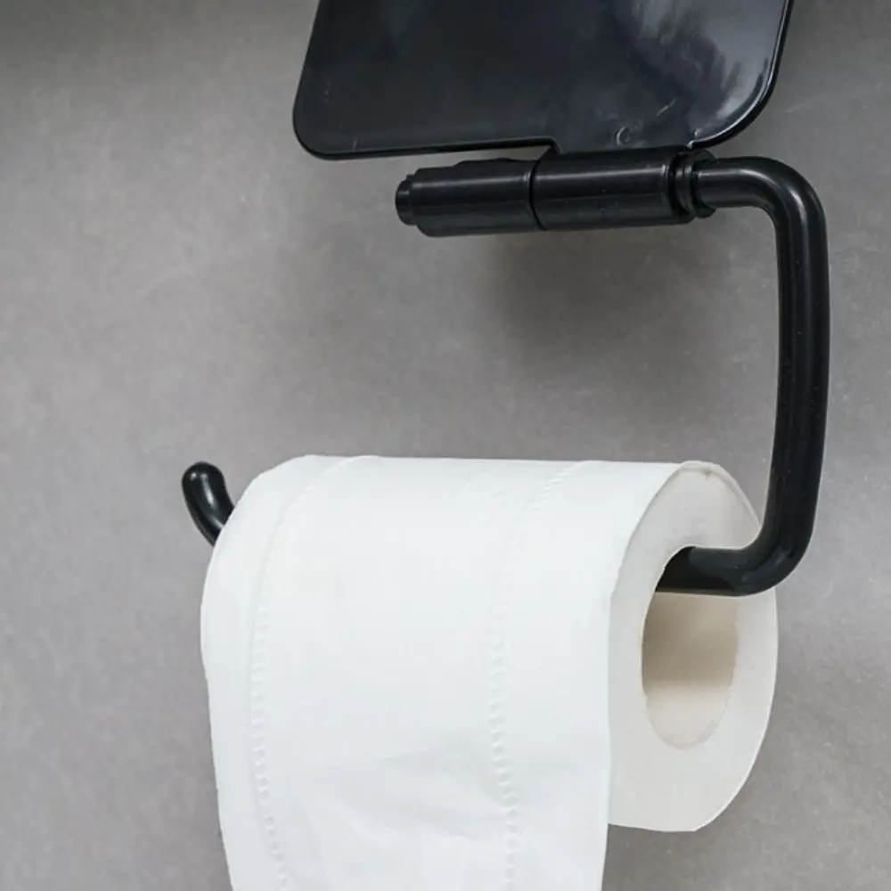 ABS Material Toilet Paper Holder Waterproof Black & White Bathroom Roll Paper Holder Sturdy Plastic Concise Modern